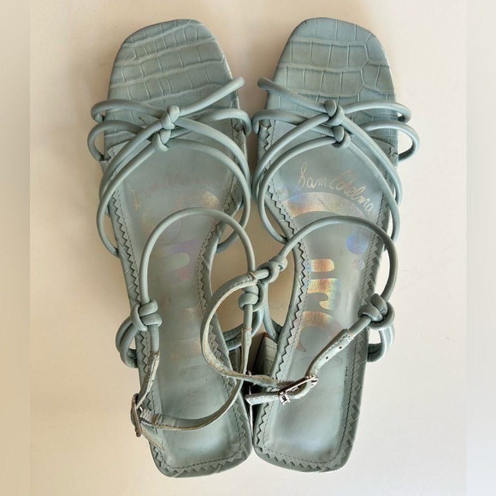 CIRCUS by SAM EDELMAN Croco Patent Leather Light Blue Women Sandals, Size 8